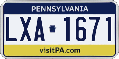 PA license plate LXA1671