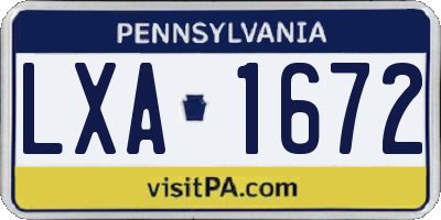 PA license plate LXA1672