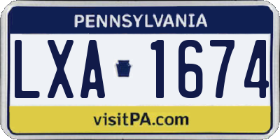 PA license plate LXA1674