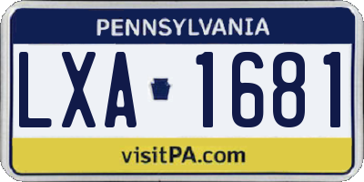 PA license plate LXA1681