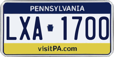 PA license plate LXA1700