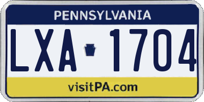 PA license plate LXA1704