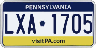 PA license plate LXA1705