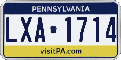 PA license plate LXA1714
