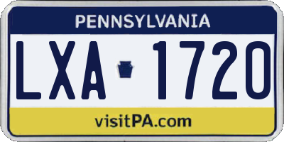 PA license plate LXA1720