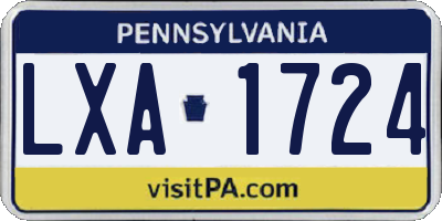 PA license plate LXA1724