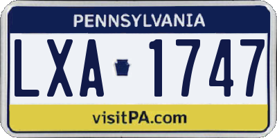 PA license plate LXA1747