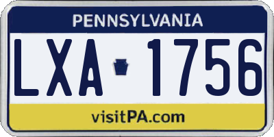 PA license plate LXA1756