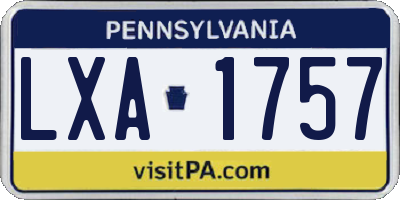 PA license plate LXA1757