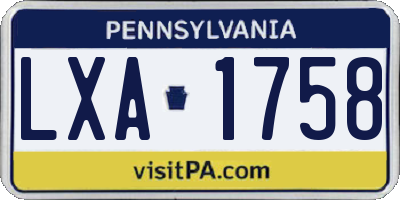 PA license plate LXA1758