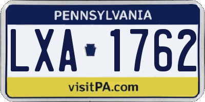 PA license plate LXA1762