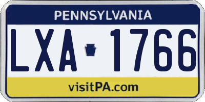 PA license plate LXA1766
