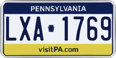 PA license plate LXA1769