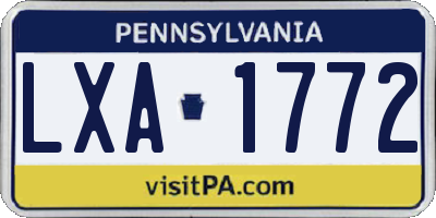 PA license plate LXA1772