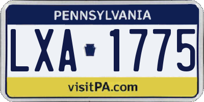 PA license plate LXA1775