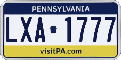 PA license plate LXA1777