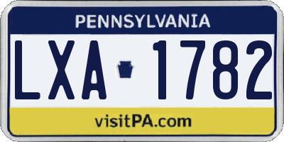 PA license plate LXA1782