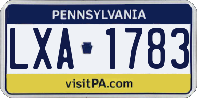 PA license plate LXA1783