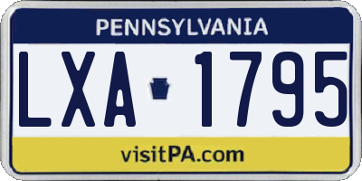 PA license plate LXA1795