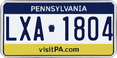 PA license plate LXA1804