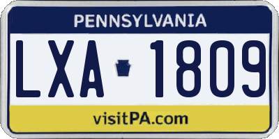 PA license plate LXA1809