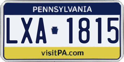 PA license plate LXA1815