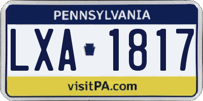 PA license plate LXA1817