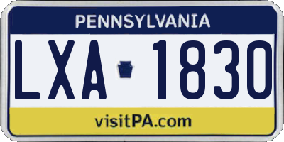 PA license plate LXA1830