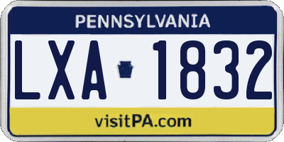 PA license plate LXA1832