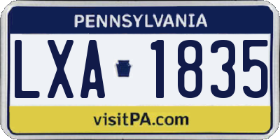PA license plate LXA1835