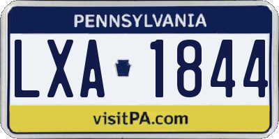 PA license plate LXA1844