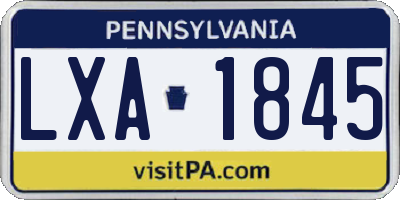 PA license plate LXA1845