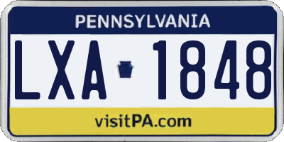 PA license plate LXA1848