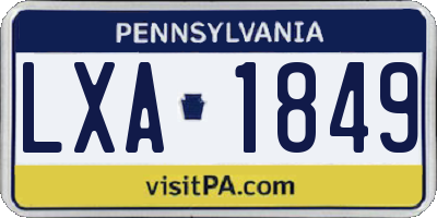 PA license plate LXA1849