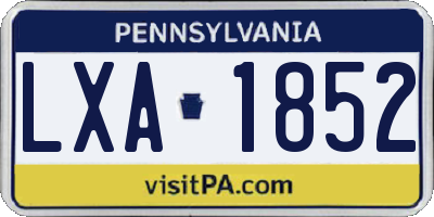 PA license plate LXA1852