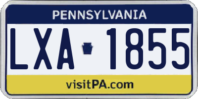 PA license plate LXA1855