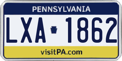 PA license plate LXA1862