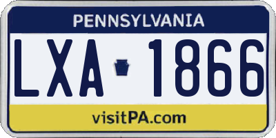 PA license plate LXA1866