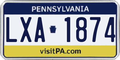 PA license plate LXA1874