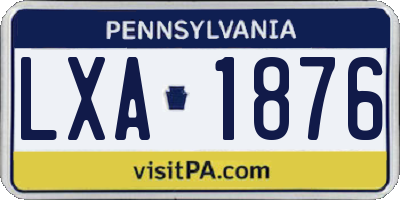 PA license plate LXA1876