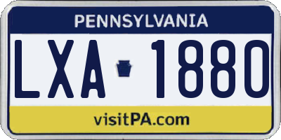 PA license plate LXA1880