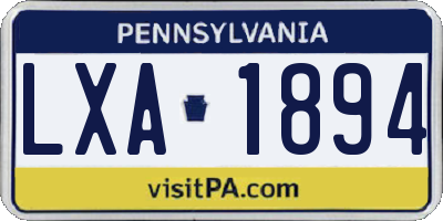 PA license plate LXA1894