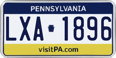 PA license plate LXA1896