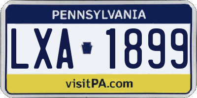 PA license plate LXA1899