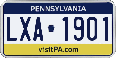 PA license plate LXA1901