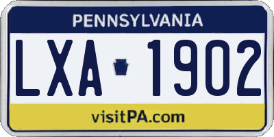 PA license plate LXA1902