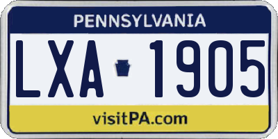 PA license plate LXA1905