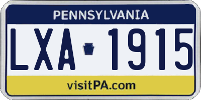 PA license plate LXA1915