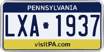 PA license plate LXA1937