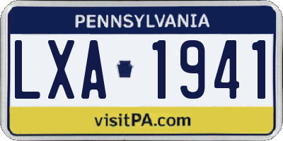 PA license plate LXA1941